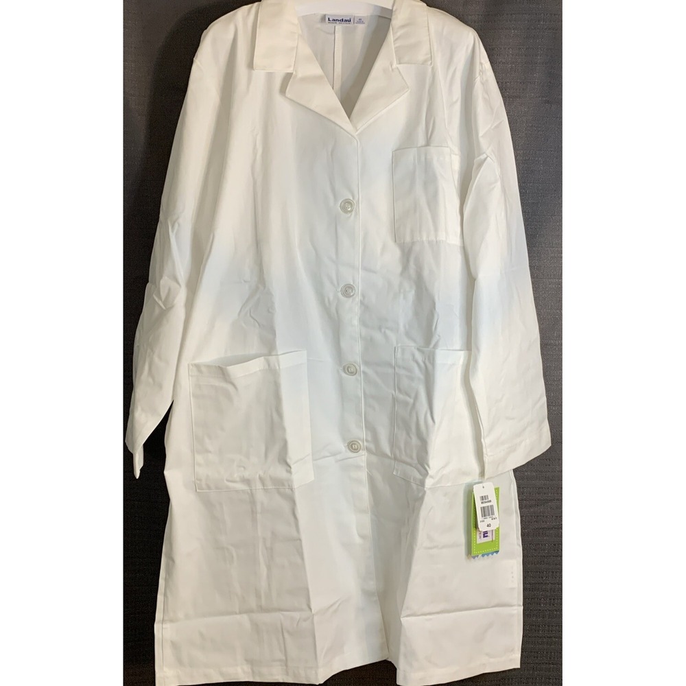 Landau Women's 3 Pocket White  Lab Coat 3155 Size 40 WWY  New W/Tags